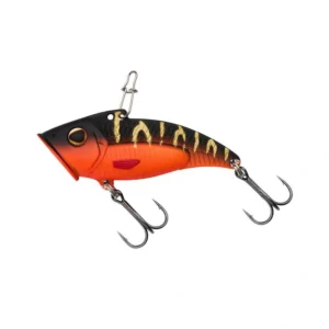 Berkley Rattling Powerblade 4.5cm Black Tiger blade bait with black and orange tiger-striped pattern for predator fishing.