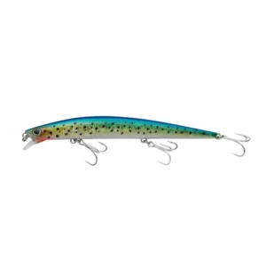 Berkley DEX Long Shot 14 cm Mahi Mahi fishing lure, 21.8 g saltwater minnow with magnetic weight-ramp system and vibrant green-blue mahi pattern for long-distance casting.