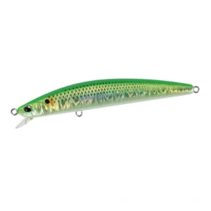 Duo Tide Minnow Sprat 100SF CPA3512 Inakko Lime Chart seabass lure, 100mm slow-floating minnow with inakko mullet pattern and lime chart accents.