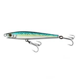 Hydro Monster Shot R1480 Green Mackerel sinking stickbait, long-casting saltwater lure with natural mackerel pattern and lifelike wobble action.