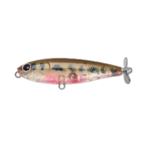 Lucky Craft Bevy Prop 55 Ghost Vairon topwater prop bait with rear propeller and translucent vairon baitfish pattern.