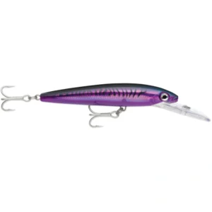 Rapala Husky Magnum HMAG25 Purple Mackerel trolling lure, heavy-duty offshore plug with realistic mackerel pattern and 4X strong hooks.