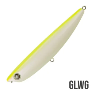 Seaspin ProQ 90 FLAT GLWG topwater lure, 90mm floating walk-the-dog bait with wide mouth splash and lifelike surface action.