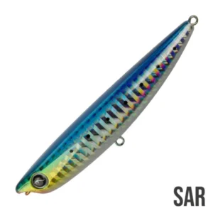 Seaspin ProQ 90 FLAT SAR topwater lure, 90mm floating walk-the-dog bait with sardine pattern and realistic splash action.